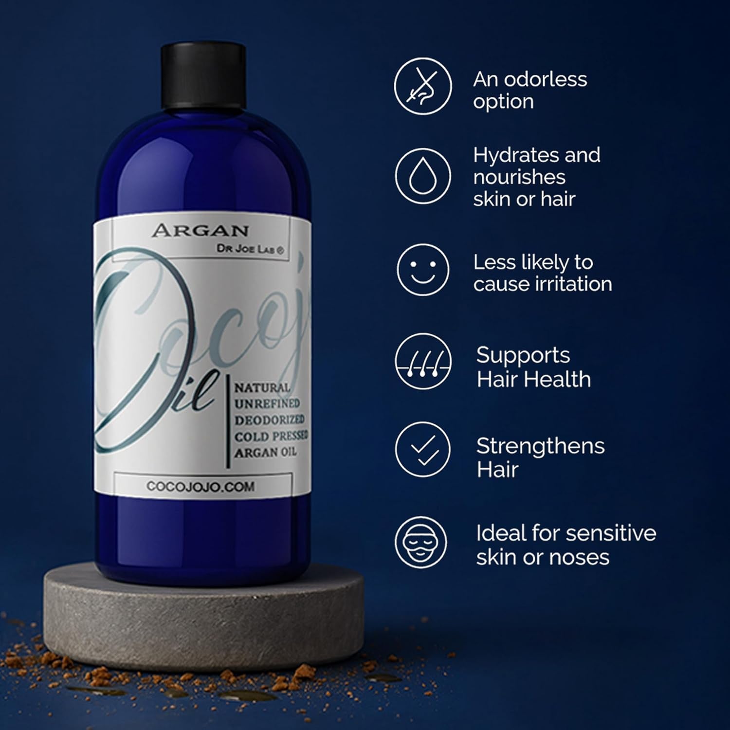 Deodorized Argan Oil for Hair Treatment Oils, Pure Argan Oil for Face, Unrefined Unscented Cold Pressed Extra Virgin - 32 Oz (Pack of 1) - Packaging May Vary